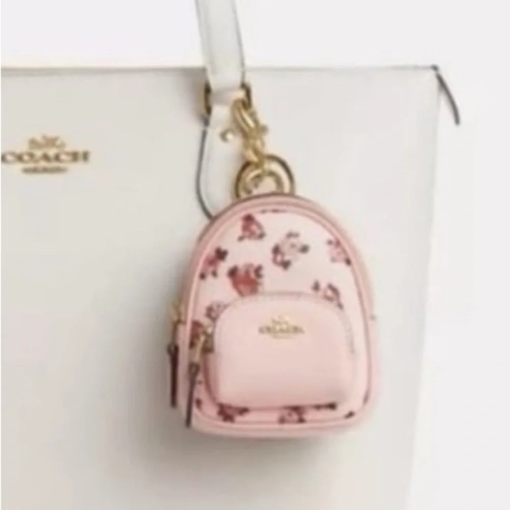 Coach Pink Floral Keychain Backpack